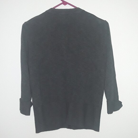 Ladies Premise Studio, LG beautiful dark gray button down 3/4 sleeves cardigan - Picture 4 of 6